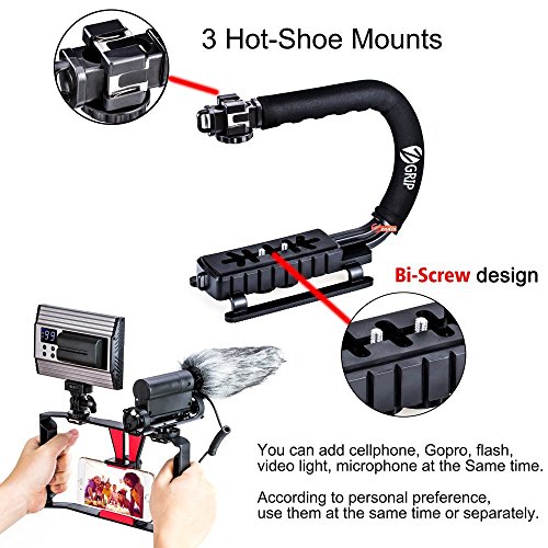 zeadio 2-in-1 multifunzionale tripla hot-shoe stabilizzatore palmare smartphone video Rig