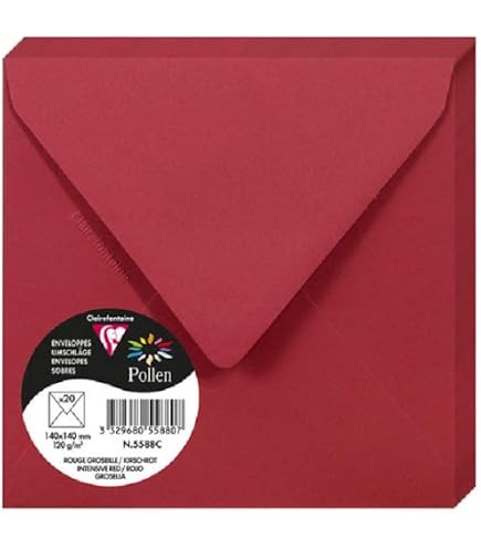 Farbenfroh By GUSTAV NEUSER Set Di 25 Biglietti Singoli, Quadrati, 15 X 15 Cm, Con Buste, Per Biglietti Di Auguri E Altro Ancora, Colore Rosso - 10