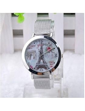 creafirm–Armbanduhr Stahl Zifferblatt Eiffelturm Paris Love You