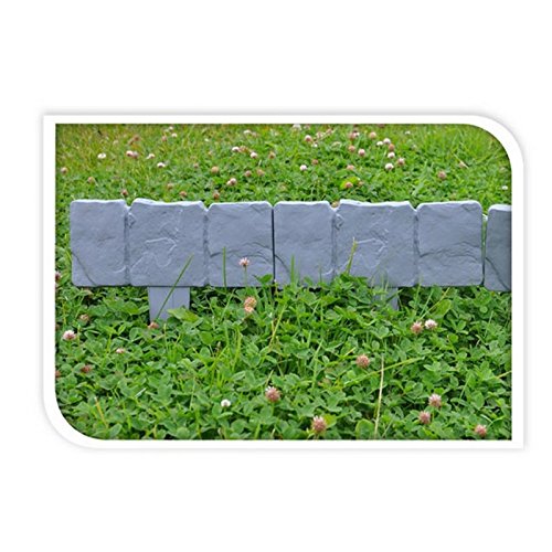 10er Set Beeteinfassung Gartenzaun Zierzaun ca. 250cm Stein-Optik Kunststoffzaun