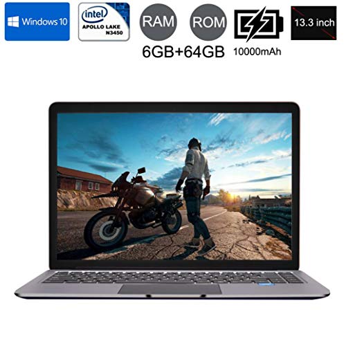 Preisvergleich Produktbild Wokee Ultradünne Quad-Core Laptop1920 * 1080 IPS (13,3 '' Zoll) Tablet PC Intel HD Graphics 750MHZ-eMMC 64 GB Windows 10 Home Silber-6G + 64G