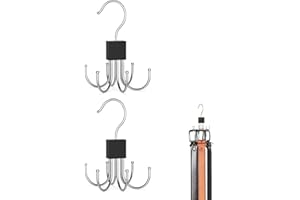 SHIRENE Organizador Cinturones,2 Pieza Rotación de 360 Grados con 6 Ganchos Organizador de Cinturones,Soporte para Colgar Ahorro de Espacio,Gancho de Almacenamiento para Cinturón,Corbatero
