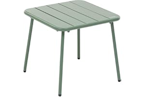 Hespéride - Table Basse de Jardin carrée Phuket Vert Olive en Acier traité en époxy