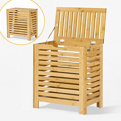 SoBuy® Wäschetruhe,Wäschekorb,Wäschebox, Wäschesammler Wäschetonne,mit Deckel, Natur, FSS48-N