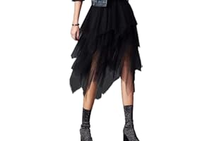 Geagodelia Gonna Donna Elegante Gonna Goth in Tulle Irregolare Gonna Lunga Invernale Ragazza Gonna in Pizzo Multicolori