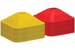 SKLZ Mini Cones – 5 cm träningskoner (set om 50) för smidighets- och hastighetsövningar – stabil fyrkantig bas – högsynliga gula och röda koner – inkluderar bärrem för enkel transport och uppsättning.