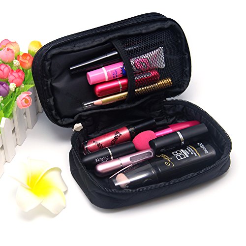 Multifunktional 2 Schicht Make Up Tasche schwarz Kosmetik Make-up-Pinsel Organizer mit Tragegriff für Reisen & Home - 3