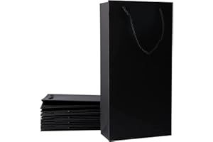 Acasimo 10 Pack di sacchetti regalo per vino Sacchetti per bottiglie di vino Sacchetti regalo con manici Champagne House Gift Party (5.5L, Nero)