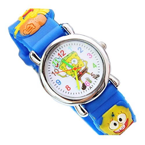New Lovely Spongebob Squarepants Children Kids Kinder Cartoon Watch Silicone Watches Uhren WP@KTW135940L