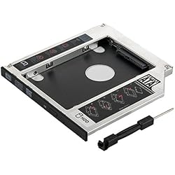 Poppstar - Marco de Disco Duro para Disco Duro SSD HDD de 2.5"(7 mm, 9.5 mm) en Ranura para CD-DVD Sata 3 de 9.5 mm (Notebook, Laptop, Macbook Pro, etc.)