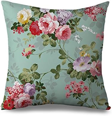 Shabby Chic Pillow Case Decorative Beautiful Modern Art Canvas Flower Pillow Cover Rose Floral Throw Pillow Case for Women Living Room Deocr Fashionable Pillowcase for Sofa and Couch