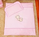 Lux4Kids Kinderbettausstattung Bett Set 135×100 Nestchen Wickelauflage Himmel & Stange Mobile Kopfkissen Spannbettlacken - 5