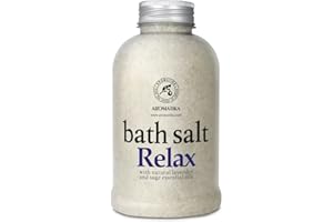 AROMATIKA TRUST THE POWER OF NATURE Sales de Baño Relajantes 600g con Aceite Esencial de Lavanda y Salvia - Producto Natural para el Cuidado Corporal, Ayuda a Relajarse y Reducir el Estrés - Ideal para Baños de Relajación y Bienestar