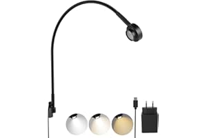 ‎ACEGOO acegoo LED Leselampe Bett Vollmetall, Schwanenhals Lampe 2700K/4000K/6000K/Bernstein, Wandmontage Schwarz 2 Schalter Flexible, Drehbarer Leuchtenkopf für Buch Schlafzimmer(1 Stück)