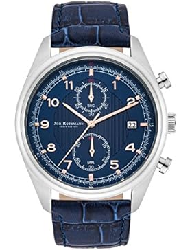 Joh. Rothmann Sigurd Herrenuhr Chronograph blau / silber Edelstahl Armband Echtleder blau 5 ATM 10030132