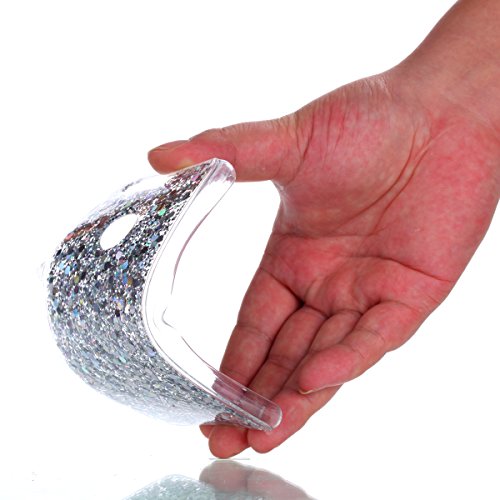 Huawei Honor 8 Hülle,Silikon Schutzhülle für Huawei Honor 8,Huawei Honor 8 Bling Hülle,Ukayfe Luxus Schön Shiny Glänzend Glitzer Weiche TPU Abdeckung Crystal Silikon Tasche Schutzhülle Shinning Strass Rückseite Hülle Etui Cover für Huawei Honor 8 (Silber) - 2