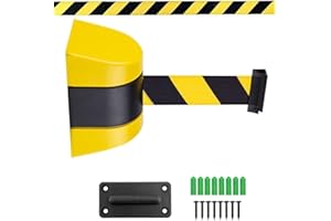 YUFANKAI Wall Mount Queue Barrier Belt, Retractable Barrier, with ABS plastic housing, 5/10 m arning Belt People Guidance System (5M)