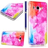 FESELE Silikon Handy Hülle für [Samsung Galaxy J5 2016], Durchsichtig Ultradünn TPU Handytasche für Samsung Galaxy J5 2016 Bunt Malerei Muster Transparente Schutzhülle Weiches Silikon Tasche Hüllen Rückschale Schutz Tasche TPU Crystal Clear Case Etui Bumper Kratzfeste Stoßdämpfend für Samsung Galaxy J5 2016 + Blau Eingabestift Stylus Touch Pen- Bunt Malerei