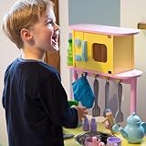 Ultrakidz Kleine Spielküche aus Holz mit Backofen und Mikrowelle, inkl. Kochausstattung - 6