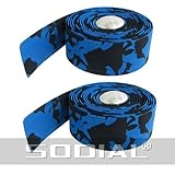 SODIAL(R) 2 Pcs Silver Tone Bar Plugs Blue Black Bicycles Handlebar Tape Wrap