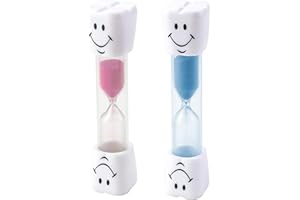 PEWCAY Set di 2 Clessidre per Bambini con Spazzolini da Denti Sorridenti,Timer Divertenti per la Cura dei Denti, Cucina e Tempo di Gioco,timer Hourglass per ufficio, Home and Play