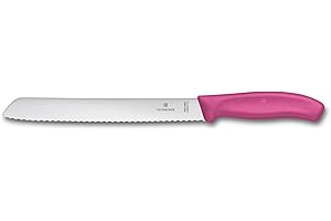 Victorinox Swiss Classic Couteau à Pain avec Tranchant Denté, Lame de 21 Cm, Inoxydable, Acier Inoxydable, Rose