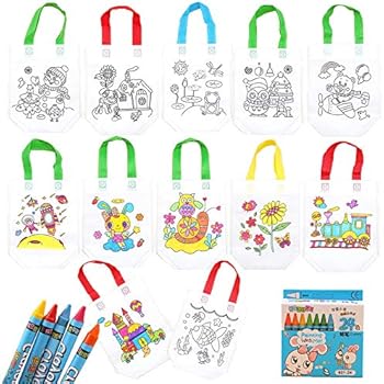 KIT DI 12 Borsette da Colorare Borsa Graffiti Fai da Te per Bambini