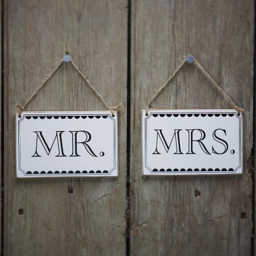 Mr & Mrs hölzernen Klassiker Schilder mit Twine – Hochzeiten – Ginger Ray - 3