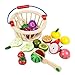 Produktbild Elover Essen Schneiden Hölzern mit Korb Küchenspielzeug Obst Eingestellt Essen Spielen für Kinder Rollenspiele Spielzeug Pädagogisches Lernen Küchen Set