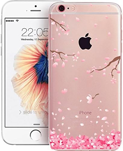 iPhone 5C Cherry Blossom Case TPU Phone Case, Cherry Life Cherry Blossom Pattern Ultra-Thin Soft Gel TPU Silicone Case