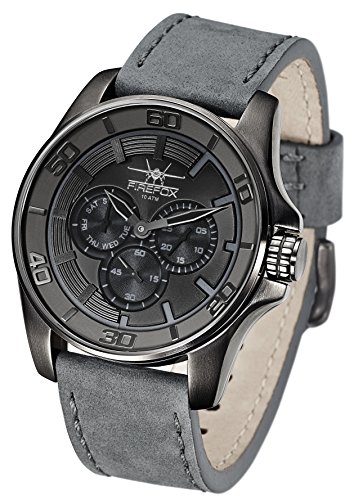 FIREFOX FFSL245-102 schwarz/anthrazit/grau Edelstahl Herrenuhr Multifunktion Lederarmband Dornschliee 10 ATM water resistant FIREFOX FFSL245-102 schwarz/anthrazit/grau Edelstahl Herrenuhr Multifunktion Lederarmband Dornschliee 10 ATM water resistant