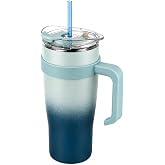 Paslanmaz &Ccedil;elik,%100 Sızdırmaz, &Ccedil;ift Katmanlı, Pipetli, Saplı Termos Bardak, Termal Matara 1000 ml (Mavi)
