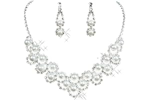 Treasure Bay Elegant Crystal Clear Diamante Exclusive Bridal Designer Necklace and Earrings Jewellery Set - BA1524TB