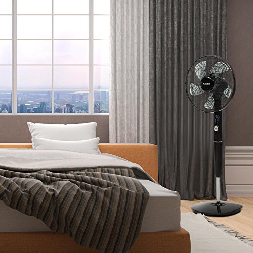 Klarstein • Silent Storm • Ventilator • Standventilator • mit Fernbedienung • leise • 5-Blatt-Rotor • 16″ (41cm) Durchmesser • 5 Betriebsmodi • Drehregler • energiesparend • 35 Watt • 12 Geschwindigkeiten • 12 Stunden-Timer • stabiler Fuß • schwarz - 2