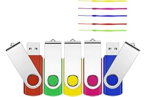USB Stick, KROCEUS 4GB Memory Stick 5 pack, USB 2.0 Pen Drive Swivel Design, Flash Drive 2.0 for Data Storage Jump Drive with Led Indicator and Lanyard