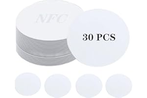 DeJivsin 30 sztuk NFC Tags, NTAG215 karty NFC, wielokrotnego zapisu NTAG215, NFC naklejka 25 mm, biała, naklejka NFC, NFC Tags naklejki okrągłe Ntag215 NFC Chip Tag