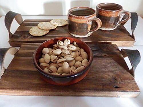 Walnut wood serving tray set