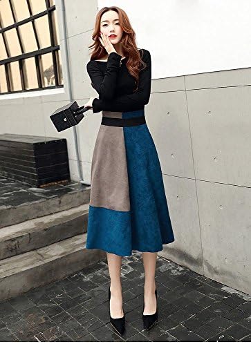 Y dress Autumn Original Dress Women Fashion Suit Skirt Trend Long Sleeves Two Sets of Women,Black blue,M