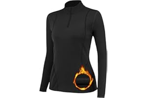 TERODACO Thermounterwäsche Damen Extra Warm Half Zip Thermo Skiunterwäsche Damen Oberteile Innenfleece Schnelltrocknend Funktionsunterwäsche Frauen Gym Sport Ski Unterwäsche