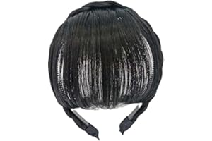 DWANG 1Pc Black Natural Fake Bangs Hair Piece Clip Long Wig Synthetic Hair Band Bangs Headband Hair Accessories For Women