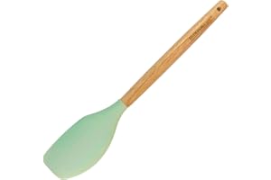Fackelmann Ocean Espátula de Cocina Universal, Espátula de Silicona con Núcleo Rígido de Acero, Mango Antideslizante de Madera con Certificado FSC, 31x6 cm, Verde Agua, 1 ud.