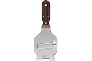 SANELLI AMBROGIO Ambrogio Sanelli - Linea Affettatartufi - Affettatartufi in Acciaio Inox. Manico in Legno Scuro, Ergonomico ed Antiscivolo. Regolatore di qualità per un taglio preciso. Lama ondulata, Acciaio Inox