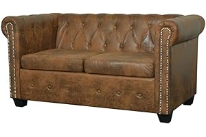vidaXL Chesterfield Sofa 2-Sitzer Kunstleder Braun Ledersofa Polstersofa