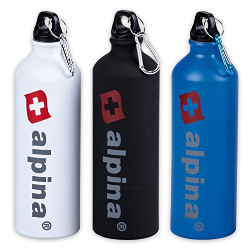 Preisvergleich Produktbild 3er Set ALPINA Trinkflaschen Fahrrad Sport Aluminium 750ml Wasser Flaschen Camping