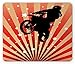Produktbild WYICPLO Dirt Bike Mouse Pad, Stripes Pattern with Stars and Rider Silhouette Offroad Racing, Standard Size Rectangle Non-Slip Rubber Mousepad, Vermilion Peach and Black