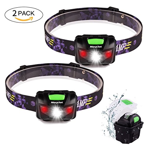 LED Stirnlampe 170 Lumen Superhell 5 Modis wasserdicht Kopflampe bequem Stirnband mit tragbar Schale , Ideal für Camping, Joggen, Outdoor, Angeln batteriebetrieben (2Pcs)