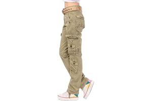 Tomwell Femme Mode Cargo Pantalon Casual Vintage Multi Poche Baggy Straight Slim Pantalon Femme Pantalon Taille Haute Streetwear Trousers