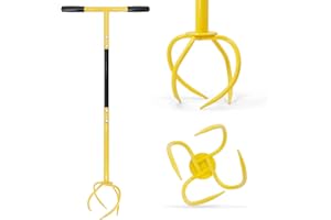 Hortem Twist Tiller - Cultivador de mano desmontable con púas de acero duraderas y mango cómodo, 76 cm de largo
