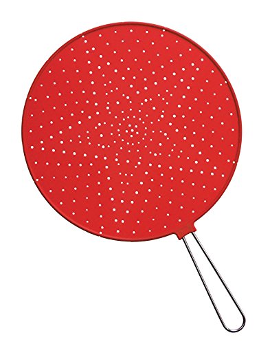 Große Silikon Splatter/Bildschirm mit Edelstahl Griff: 32 cm rot