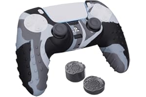 DRAGON SLAY PS5 Silicone Grip Pack with Controller Skin and Thumb Grips for Playstation 5 Controllers (Camo Grey)